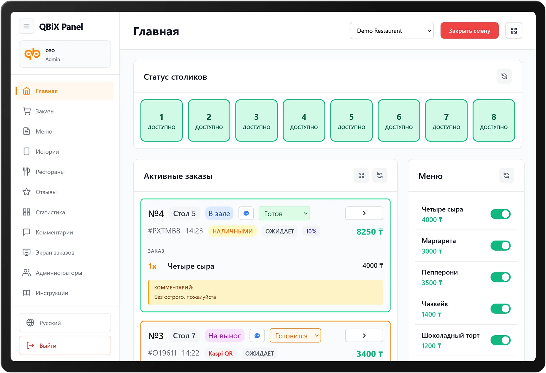Цифровое меню